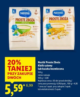 Kleik ryżowy lub kaszka bezmleczna Nestlé Proste Zboża Kleik ryżowy lub kaszka bezmleczna promocja w Lidl