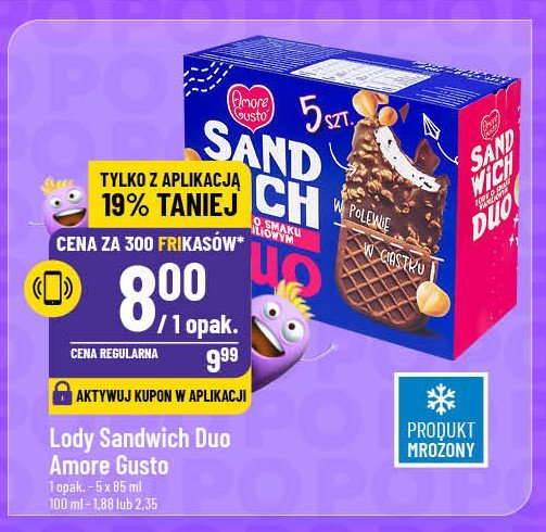 Lody sandwich Amore gusto promocja