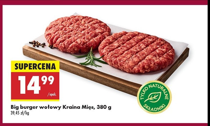 Big burger wołowy Kraina mięs promocja w Biedronka