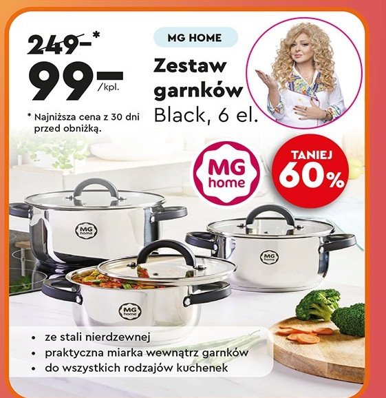 Zestaw garnków stalowych black Mg home promocja w Biedronka