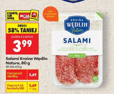 Salami Kraina Wedlin Nature 80 g promocja w Biedronka