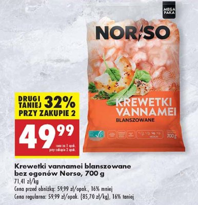 Krewetki vannamei blanszowane Norso promocja