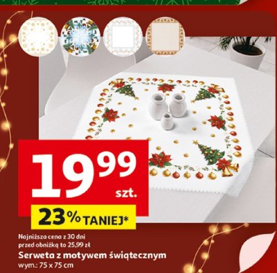 Serweta z motywem świątecznym wym. 75 x 75 cm promocja w Auchan