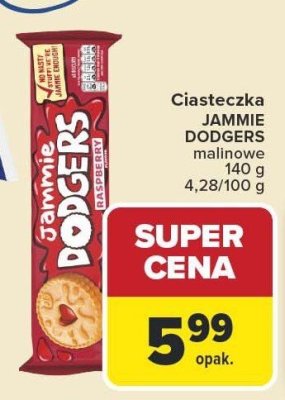 Ciasteczka JAMMIE DODGERS malinowe 140g promocja w Carrefour