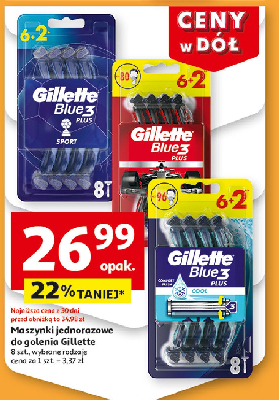 Maszynka do golenia Gillette blue 3 cool promocja w Auchan