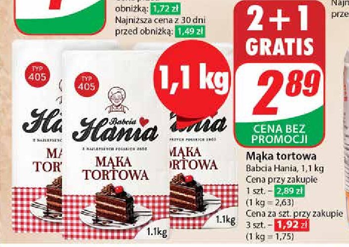 Mąka tortowa typ 405 Babcia hania promocja w Dino