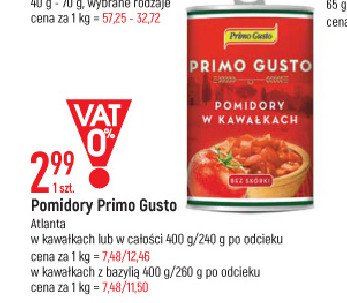 Pomidory krojone z bazylią Primo gusto promocja