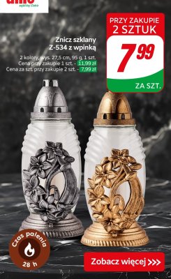 Znicz szklany Z-534 z wpinką 2 kolory promocja w Dino