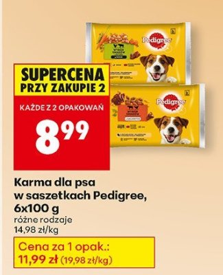 Karma dla psa w saszetkach Pedigree 6x100 g różne rodzaje promocja w Biedronka