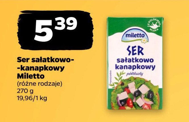 Ser sałatkowo-kanapkowy półtłusty Miletto promocja