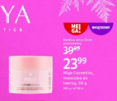 Maseczka oczyszczająca 5-minutowa z kompleksem kwas azelainowy+glicyna Miya cosmetics promocja w Rossmann