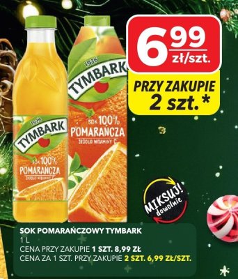 Sok pomarańczowy Tymbark 100% promocja w Top Market