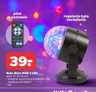Kula disco RGB 3 LED promocja w Netto