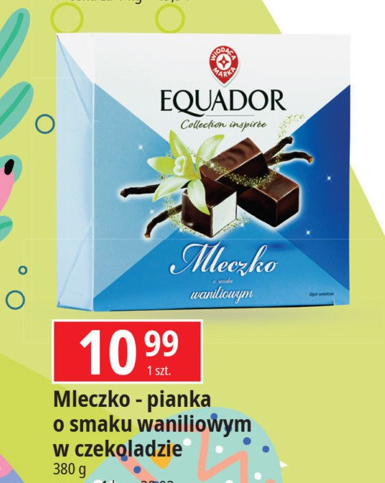 Mleczko o smaku waniliowym w czekoladzie Wiodąca marka equador promocja
