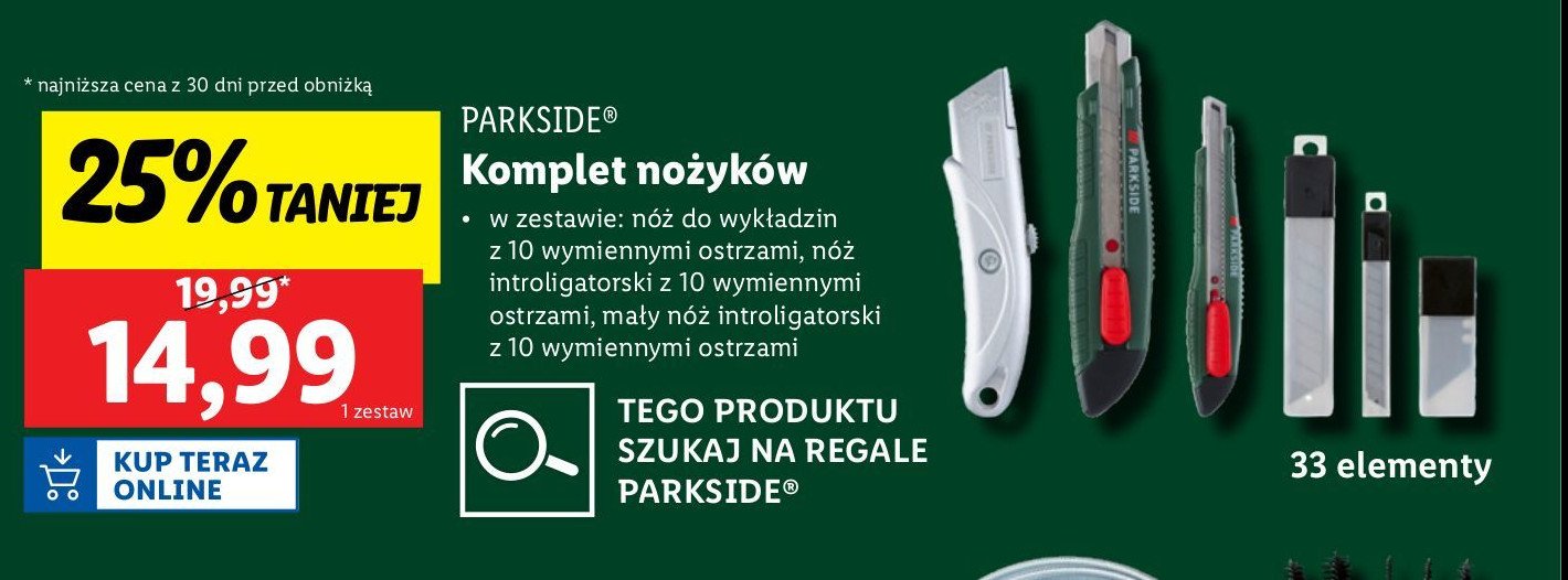 Zestaw nożyków z ostrzem łamanym Parkside promocja w Lidl