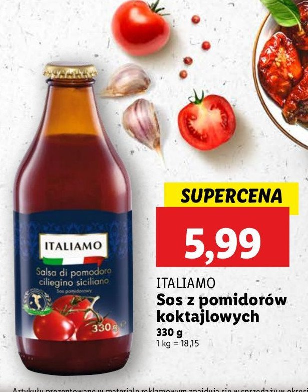 Sos z pomidorów koktajlowych Italiamo promocja w Lidl