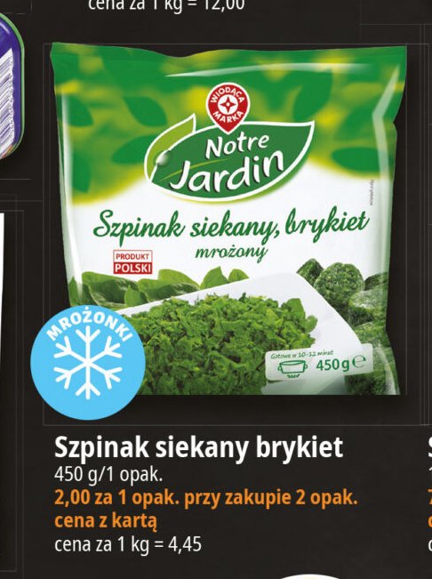 Szpinak siekany Wiodąca marka notre jardin promocja w Leclerc