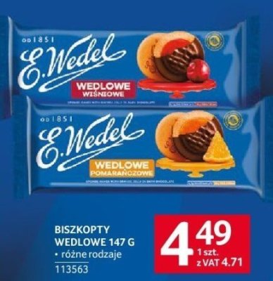 Biszkopty wedlowe E.Wedel wiśniowe 147g promocja w Selgros