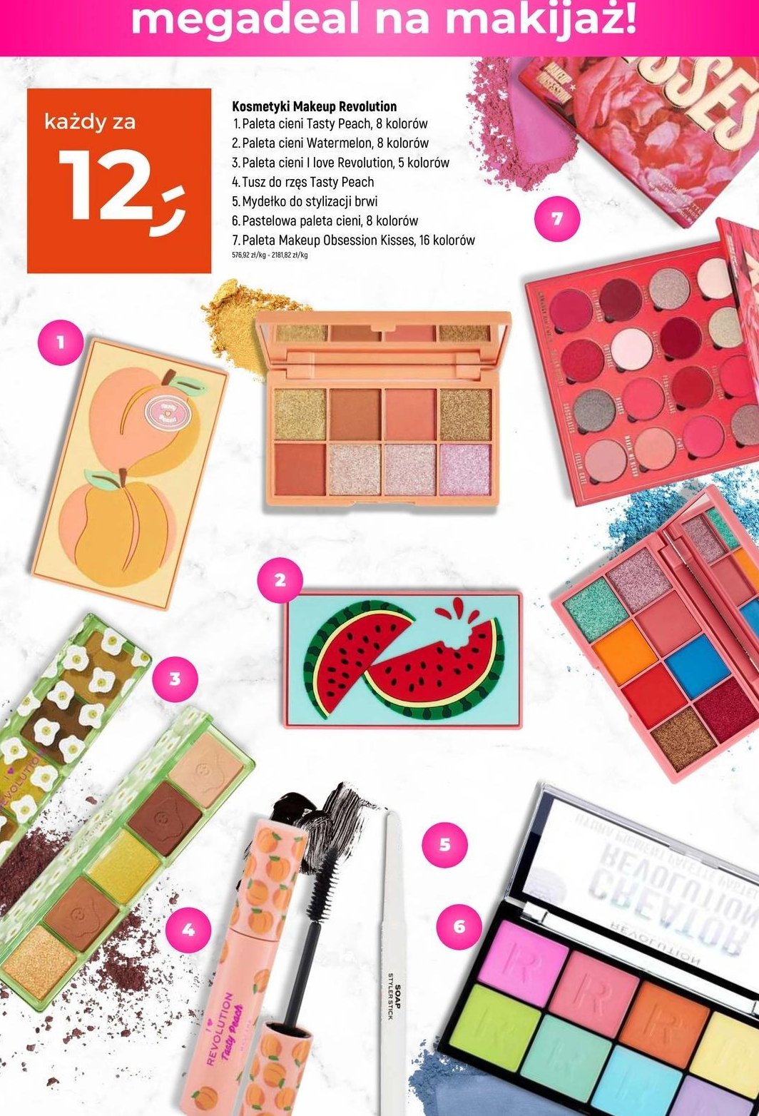 Paleta cieni do powiek peach Revolution make-up promocja