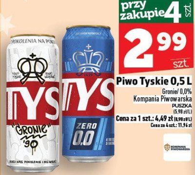 Piwo Tyskie 0,5 l promocja w TOPAZ