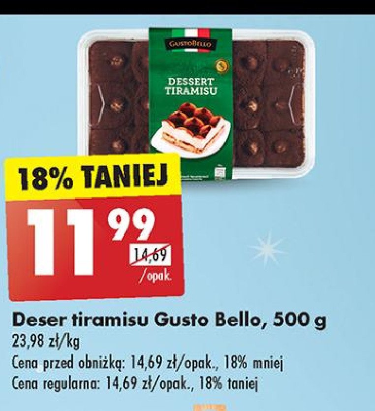 Deser tiramisu Gustobello (Biedronka) promocja w Biedronka