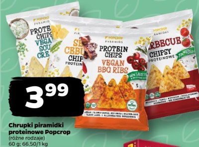 Chrupki piramidki proteinowe Popcrop BBQ Ribs, Sour Cream promocja w Netto