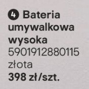 Bateria umywalkowa wysoka Orinoco złota promocja w Castorama