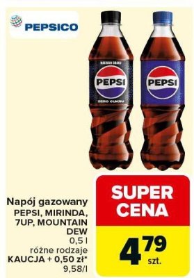 Napój gazowany Pepsi Zero Sugar 0,5l promocja w Carrefour