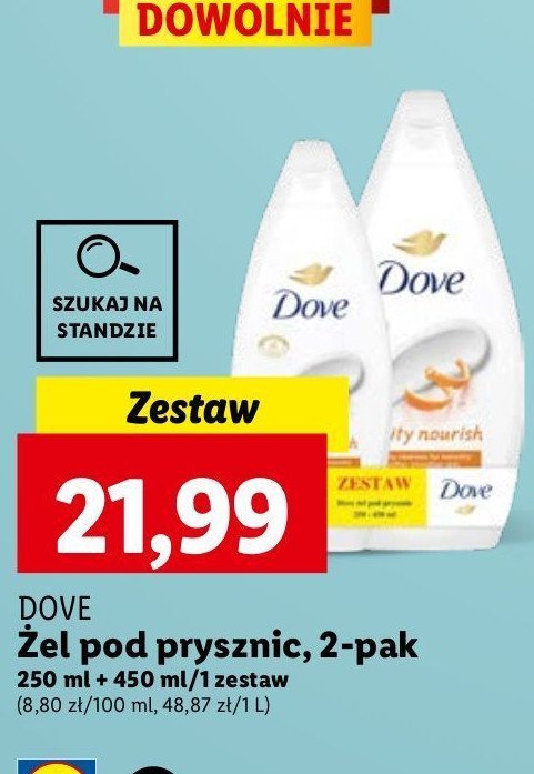 Żel pod prysznic fruity nourishing 450 ml + 250 ml Dove promocja