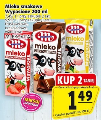 Mleko smakowe Wypasione 200 ml różne smaki (truskawkowe, czekoladowe, waniliowe) promocja w Prim Market