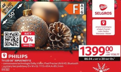 Telewizor Philips 50PUS7607/12 50 cali promocja w Selgros