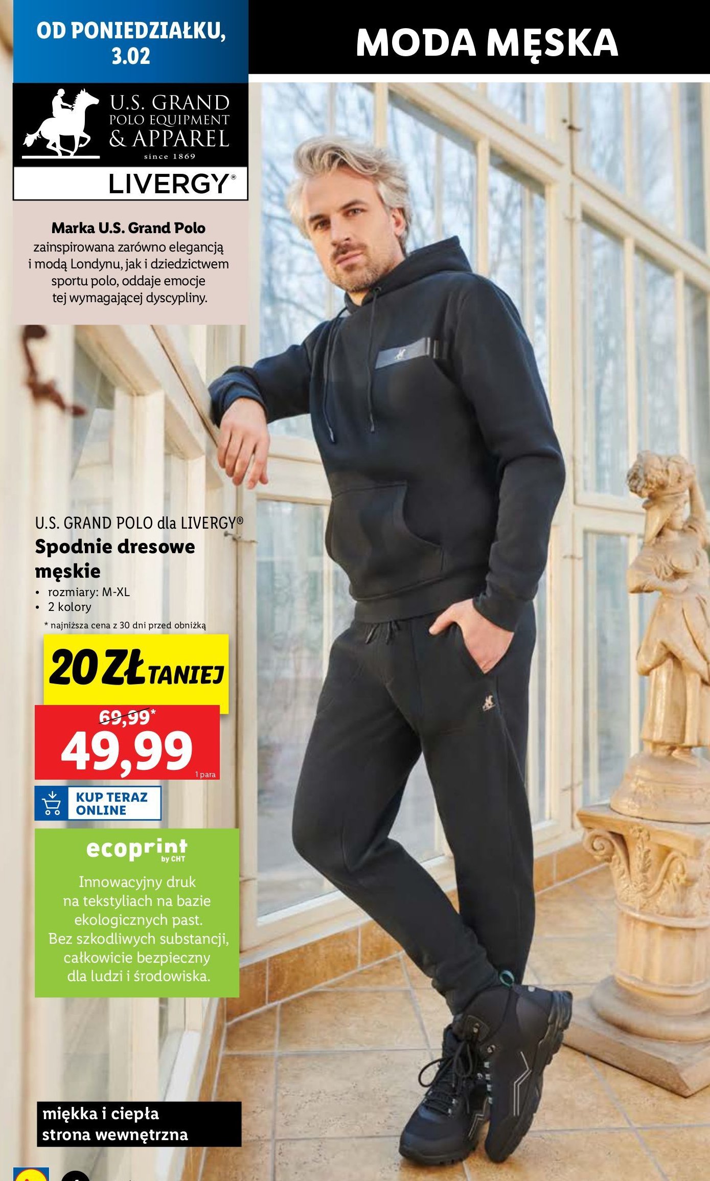 Spodnie dresowe męskie m-xl Us grand polo promocja