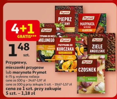 Przyprawy, mieszanki przypraw lub marynata Prymat, 6-75 g, wybrane rodzaje promocja w Auchan