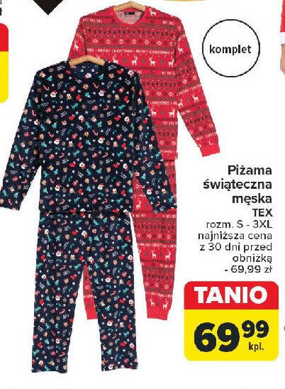 Piżama świąteczna męska s-3xl Tex promocja w Carrefour