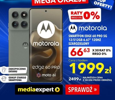 Smartfon Edge 60 Pro 5G 12/512GB 6.67" 120Hz szarozielony promocja w Media Expert