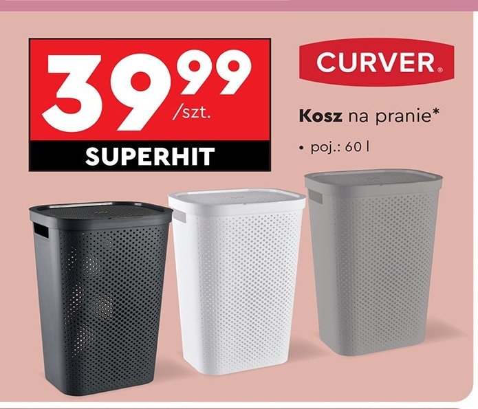 Kosz na pranie 60 l Curver promocja w Biedronka