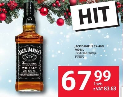 Whiskey Jack Daniel's 35-40% 700 ml promocja w Selgros