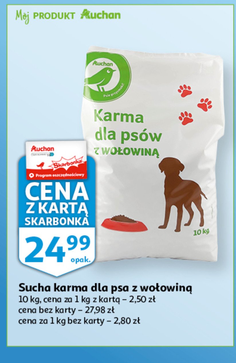 Karma dla psa z wołowina Auchan na co dzień (logo zielone) promocja