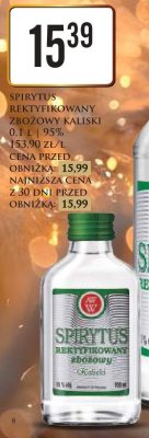 Spirytus rektyfikowany zbożowy Kaliski 0.1 l | 95% promocja w Dino