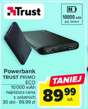 Powerbank primo 10000 czarno-srebrny Trust promocja