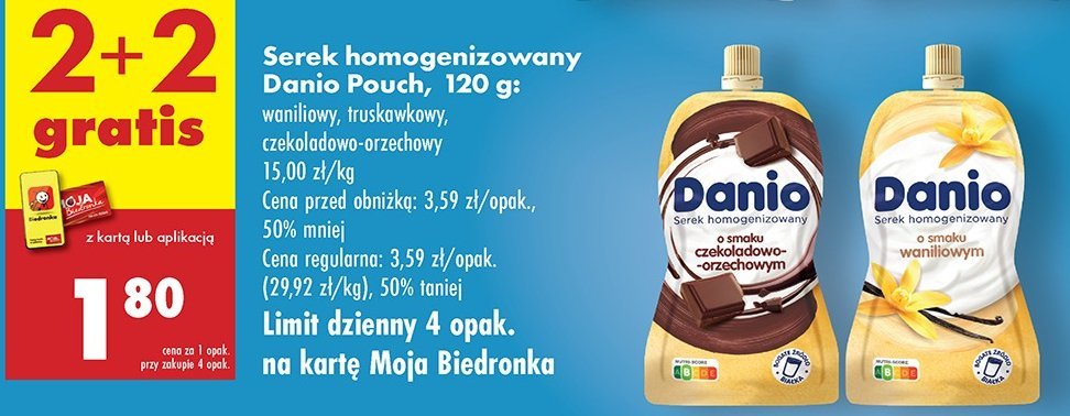 Serek truskawka saszetka Danone danio promocja