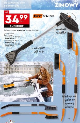 Teleskopowa zmiotka ze skrobakiem GTmax 85-120 cm promocja w Biedronka