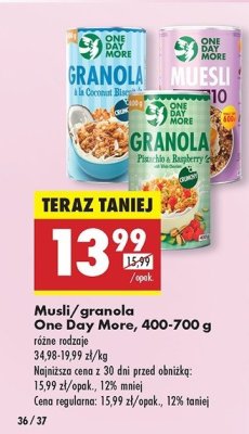 Granola pistachio & raspberry One day more promocja
