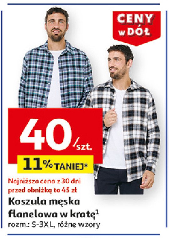 Koszula męska flanelowa w kratę s-3xl Auchan inextenso promocja w Auchan