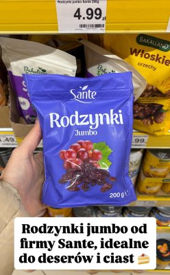 Rodzynki jumbo Sante promocja w Dino