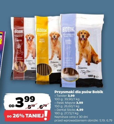 Przysmaki dla psów Paski Mięsne Bobik promocja w Netto