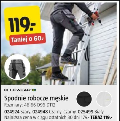 Spodnie robocze męskie BLUEWEAR promocja w Jula