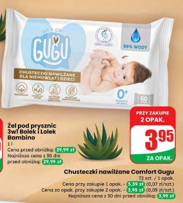 Chusteczki nawilżane Comfort  promocja w Dino