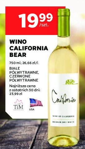 Wino CALIFORNIA BEAR promocja