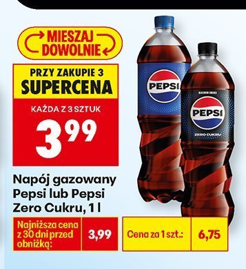 Napój gazowany Pepsi lub Pepsi Zero Cukru, 1 l promocja w Biedronka